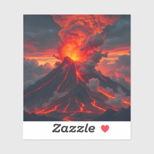 Inferno Summit – Vulkanisch Fantasielandschap Vier Sticker (Vel)