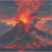 Inferno Summit – Vulkanisch Fantasielandschap Vier Sticker (Voorkant)