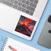 Inferno Summit – Vulkanisch Fantasielandschap Vier Sticker (Laptop met iPhone)