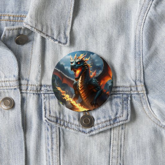 Inferno's Breath: De vlam van de draak Ronde Button 7,6 Cm (In situ)
