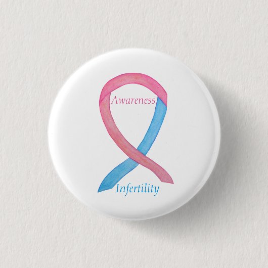 Infertiliteitbewustzijn Roze & Blue Ribbon Pin Ronde Button 3,2 Cm (Voorkant)