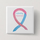 Infertiliteitbewustzijn Roze & Blue Ribbon Pin Vierkante Button 5,1 Cm (Voorkant)