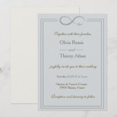 Infinebord uniek lichtblauw goudgrijs huwelijk kaart (Voorkant / Achterkant)