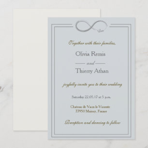 Infinebord uniek lichtblauw goudgrijs huwelijk kaart