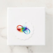 Infineensymbool met regenboogvanger bedankjes labels (In situ)