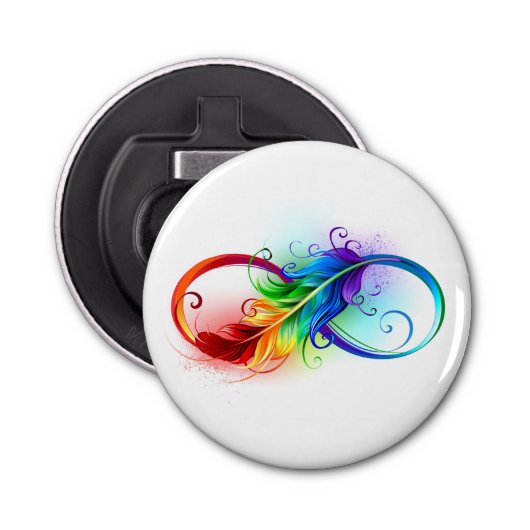 Infineensymbool met regenboogvanger button flesopener (Voorkant)