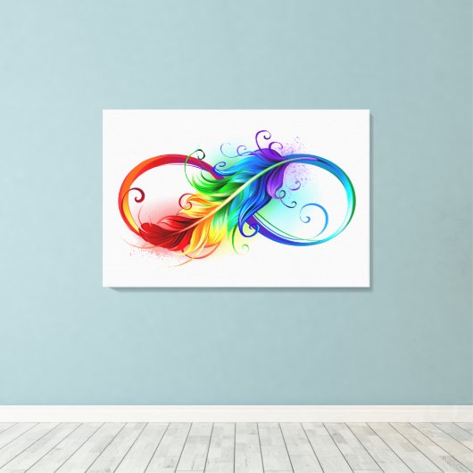 Infineensymbool met regenboogvanger canvas afdruk (Insitu (Houten vloer))