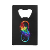 Infineensymbool met regenboogvanger creditkaart flessenopener (Achterkant)