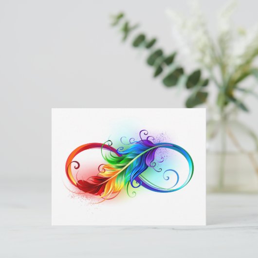 Infineensymbool met regenboogvanger feestdagenkaart (Staand voorkant)