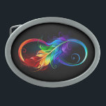 Infineensymbool met regenboogvanger gesp<br><div class="desc">Kunstmatig getekend ineiniteitssymbool met prachtige regenboogveren op witte achtergrond. Tattoo stijl.</div>
