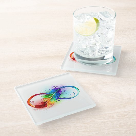 Infineensymbool met regenboogvanger glazen onderzetter (Schuin)