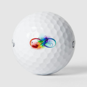 Infineensymbool met regenboogvanger golfballen