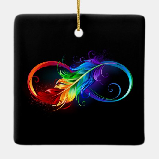 Infineensymbool met regenboogvanger keramisch ornament (Achterkant)