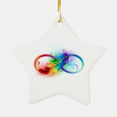Infineensymbool met regenboogvanger keramisch ornament (Achterkant)