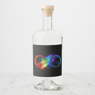 Infineensymbool met regenboogvanger likeurfles etiket