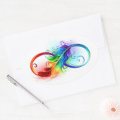 Infineensymbool met regenboogvanger ovale sticker (Envelop)