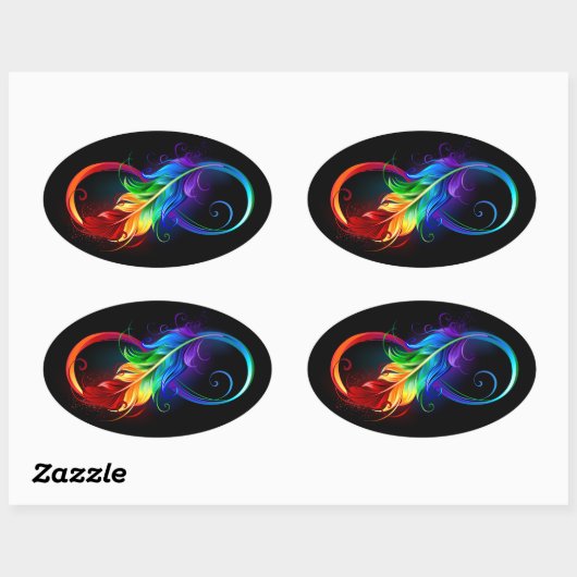 Infineensymbool met regenboogvanger ovale sticker (Vel)