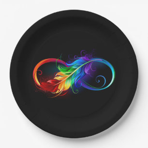 Infineensymbool met regenboogvanger papieren bordje