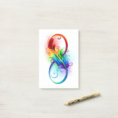 Infineensymbool met regenboogvanger post-it® notes (Op bureau)