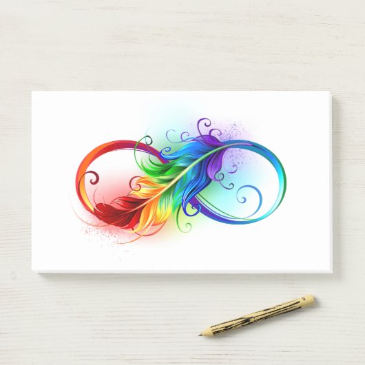 Infineensymbool met regenboogvanger post-it® notes (Op bureau)
