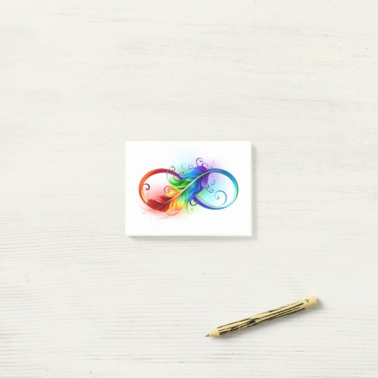 Infineensymbool met regenboogvanger post-it® notes (Op bureau)