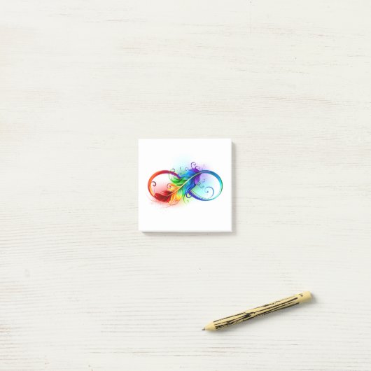Infineensymbool met regenboogvanger post-it® notes (Op bureau)