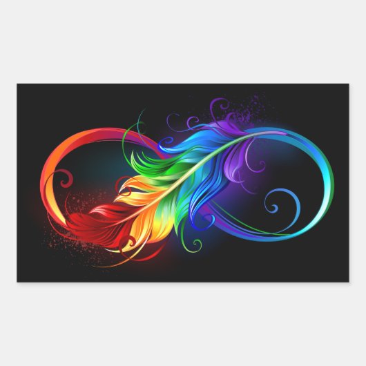 Infineensymbool met regenboogvanger rechthoekige sticker (Voorkant)