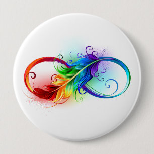 Infineensymbool met regenboogvanger ronde button 4,0 cm