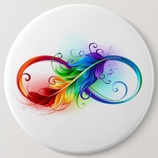 Infineensymbool met regenboogvanger ronde button 6,0 cm (Voorkant)
