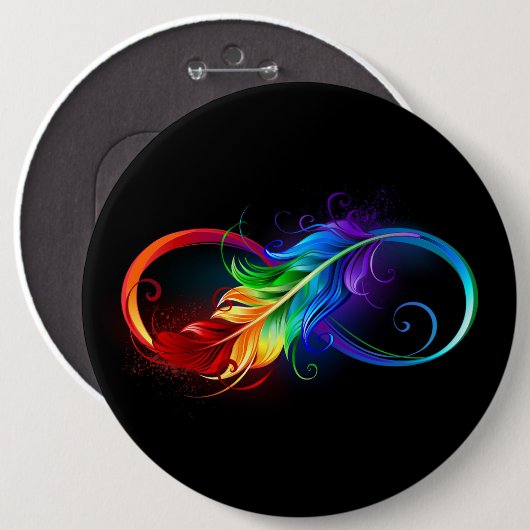 Infineensymbool met regenboogvanger ronde button 6,0 cm (Voorkant /achterkant)