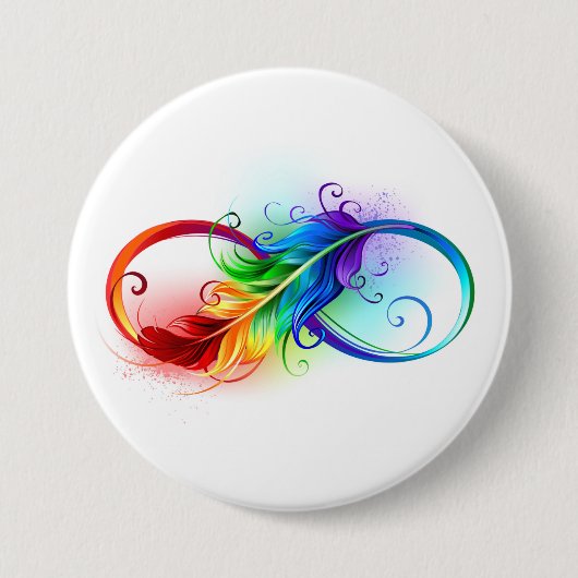 Infineensymbool met regenboogvanger ronde button 7,6 cm (Voorkant)