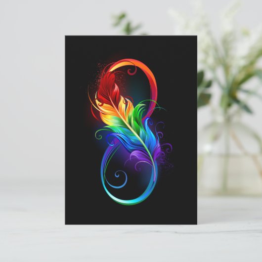 Infineensymbool met regenboogvanger RSVP kaartje (Staand voorkant)