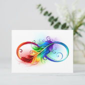 Infineensymbool met regenboogvanger save the date (Staand voorkant)