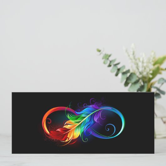 Infineensymbool met regenboogvanger save the date (Staand voorkant)