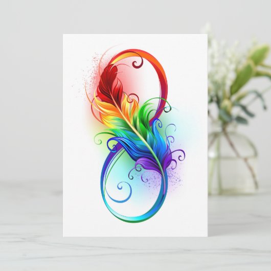 Infineensymbool met regenboogvanger save the date (Staand voorkant)