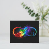 Infineensymbool met regenboogvanger save the date (Staand voorkant)