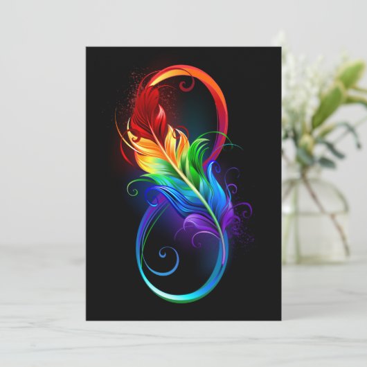 Infineensymbool met regenboogvanger save the date (Staand voorkant)