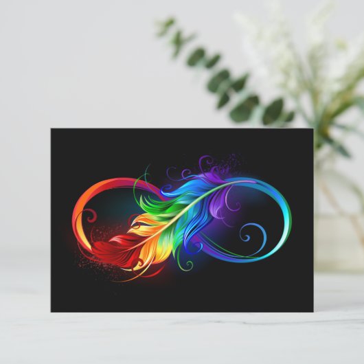 Infineensymbool met regenboogvanger save the date (Staand voorkant)