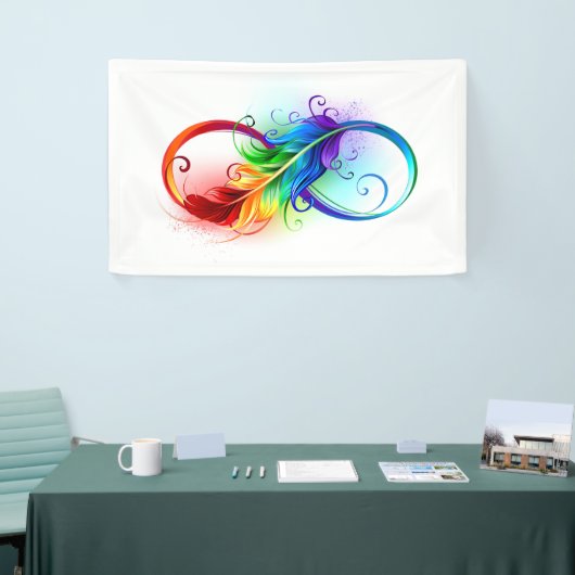 Infineensymbool met regenboogvanger spandoek (Beurs)