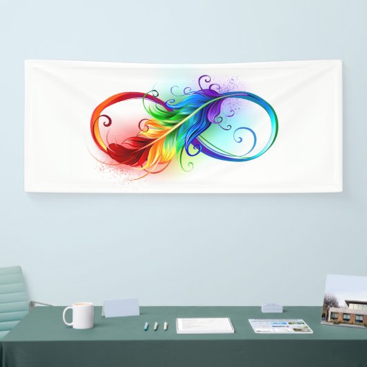 Infineensymbool met regenboogvanger spandoek (Beurs)