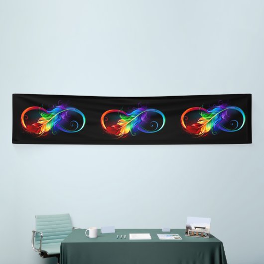 Infineensymbool met regenboogvanger spandoek (Beurs)