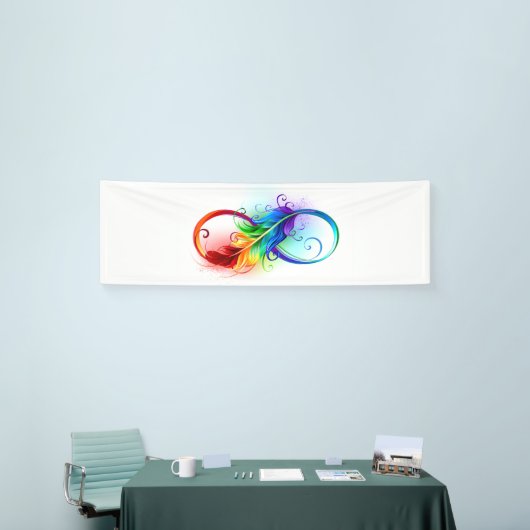 Infineensymbool met regenboogvanger spandoek (Beurs)