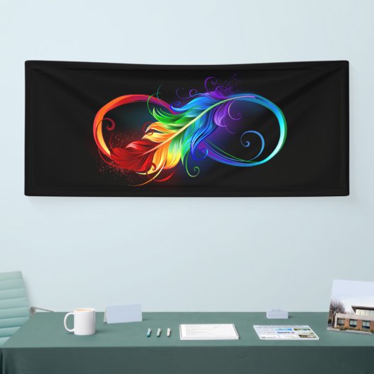 Infineensymbool met regenboogvanger spandoek (Beurs)
