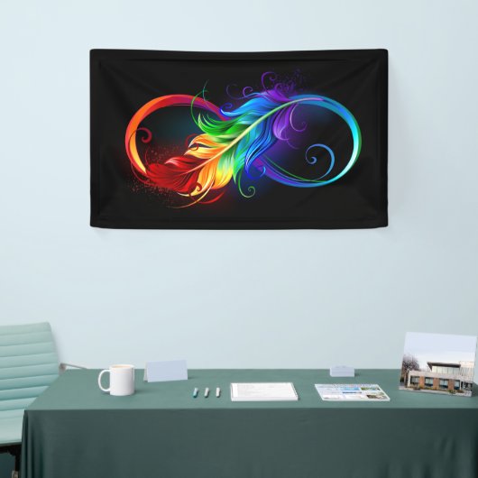 Infineensymbool met regenboogvanger spandoek (Beurs)