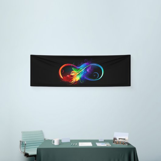 Infineensymbool met regenboogvanger spandoek (Beurs)