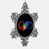 Infineensymbool met regenboogvanger tin sneeuwvlok ornament (Links)