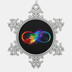 Infineensymbool met regenboogvanger tin sneeuwvlok ornament