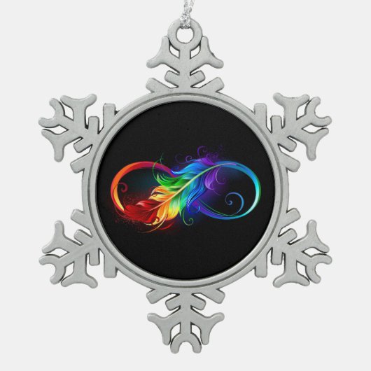 Infineensymbool met regenboogvanger tin sneeuwvlok ornament (Voorkant)