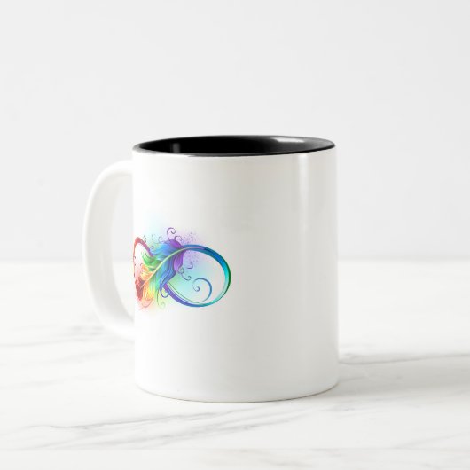 Infineensymbool met regenboogvanger tweekleurige koffiemok (Voorkant links)