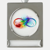 Infineensymbool met regenboogvanger verzilverd banner ornament (Voorkant)